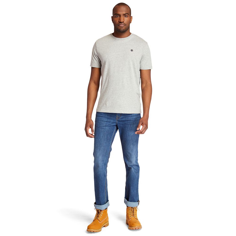 Timberland Mens T-Shirts Embroidered Logo - Grey - India AI4253109